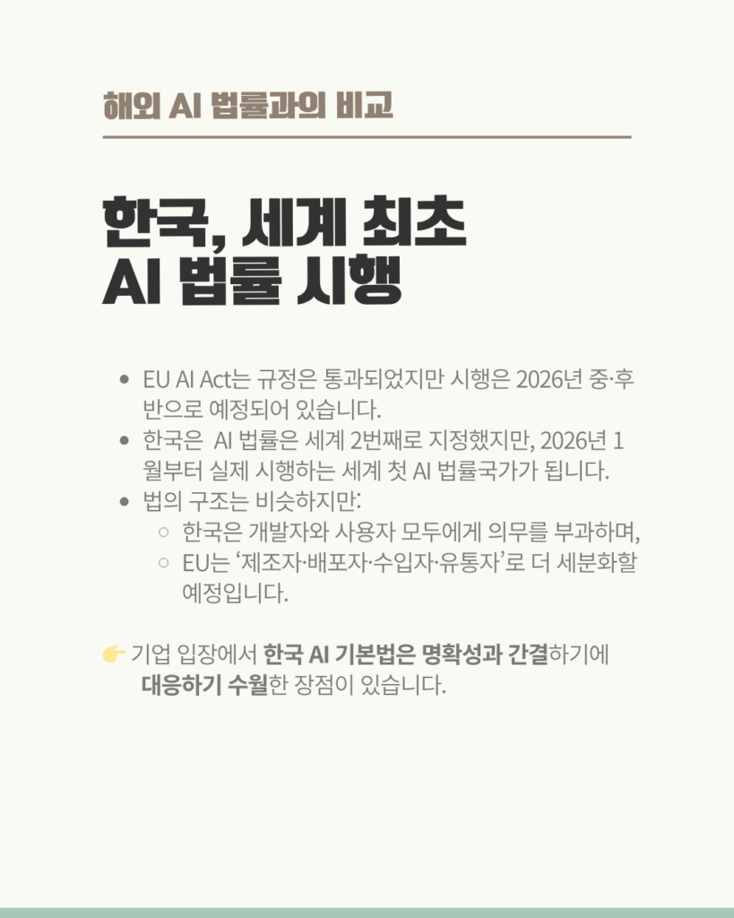 해외 AI 법률과의 비교